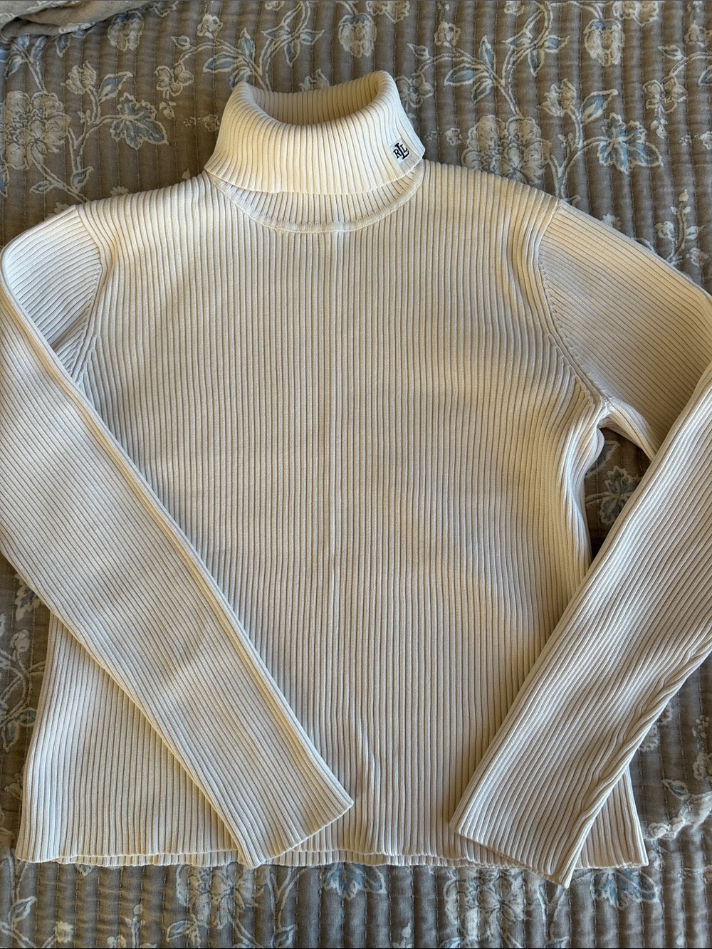 Lauren Ralph Lauren Cream Ribbed Turtleneck Sweater